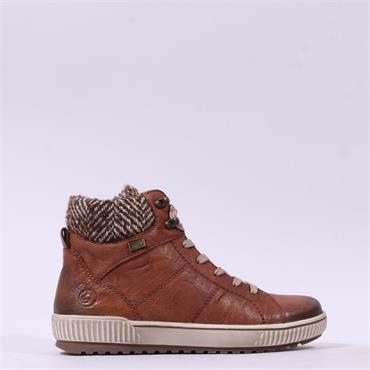 Remonte Knitted Cuff Laced Ankle Boot - Brown